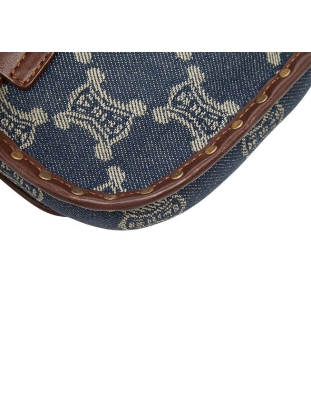Celine Paris Macadam Belt Bag Waist Pouch Blue Brown Denim Leather - Picture 7 of 10